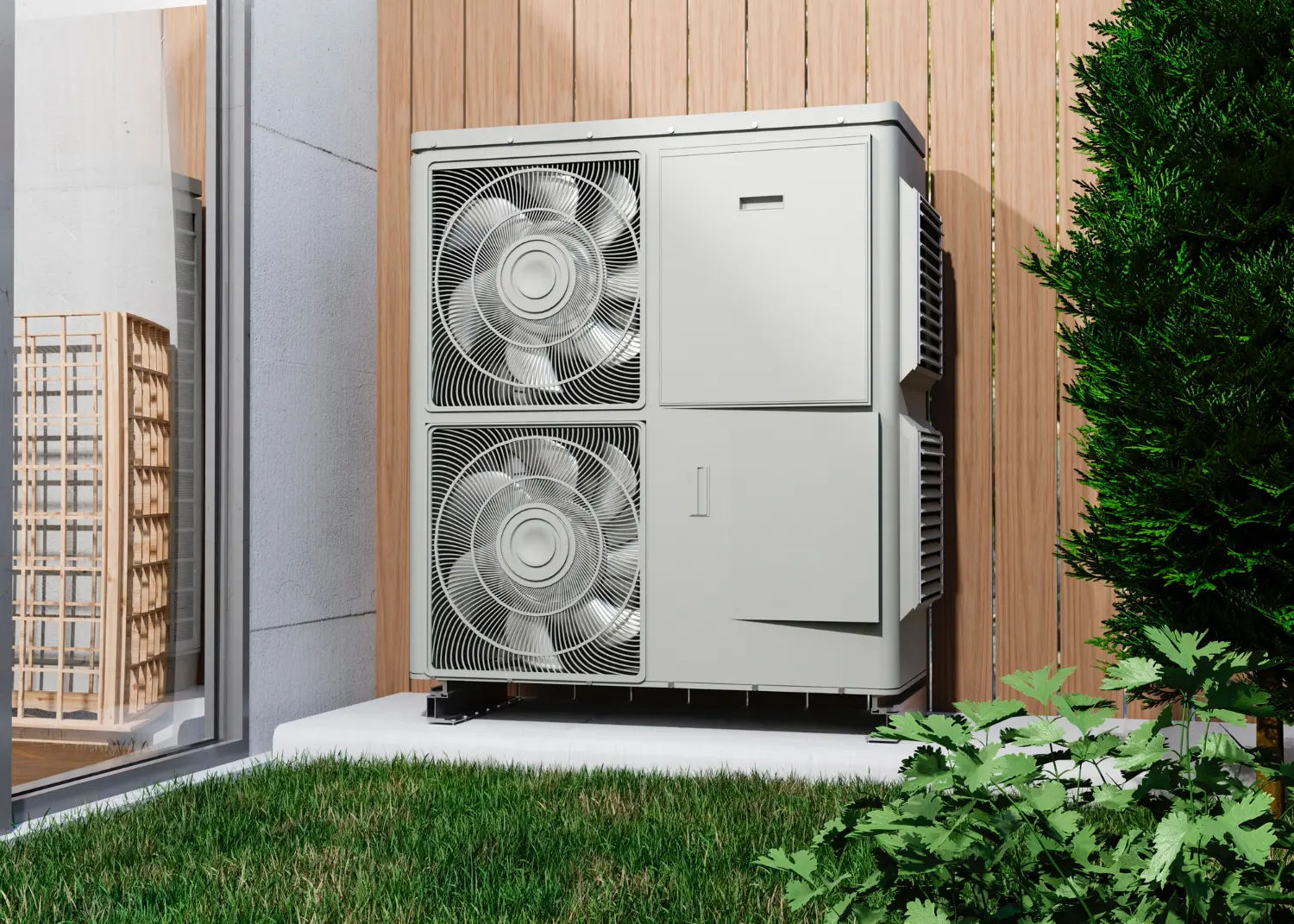 Pompe à chaleur air-air installée pour le chauffage et la climatisation économe en énergie d’une maison